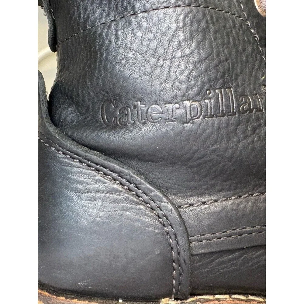 Caterpillar CAT Black Leather Cap Toe Lace Up Boots Men’s 10